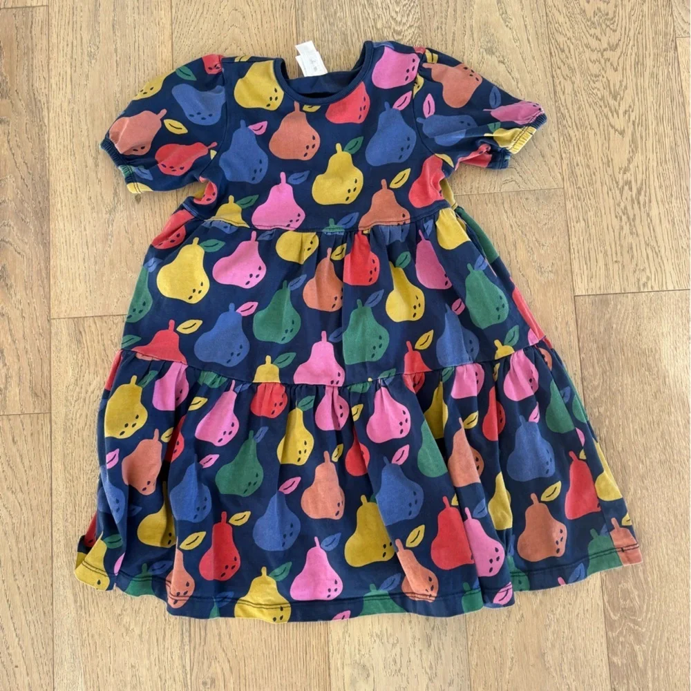 Hanna Andersson Girls Pear Twirl Dress Blue Size 6-7 - Picture 1 of 4